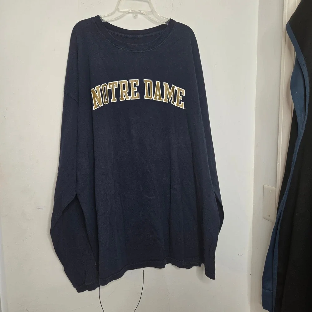 Adidas Notre Dame Fighting Irish Long Sleeve T-Shirt Mens 2XL Navy Blue Graphic